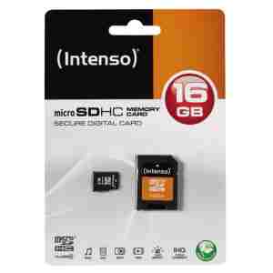 Spominska kartica SDHC-Micro 16GB Intenso 90MB/s 90MB/s U1 UHS-I (3423470) adapter
