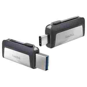Spominski ključek 32GB USB 3.2/USB-C Sandisk Ultra Dual 150MB/s plastičen drsni srebrno-črn (SDDDC2-032G-G46)