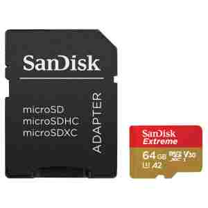Spominska kartica SDXC-Micro 64GB Sandisk Etreme 160MB/s 60MB/s U3 V30 UHS-I (SDSQXA2-064G-GN6MA) +adapter