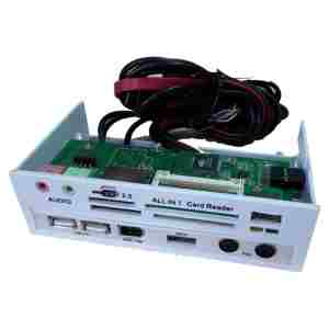 Vgradni čitalec kartic 5,25" USB 2.0  Bel +FW