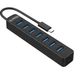 USB-C hub s 7 vhodi, USB 3.0, 0,15m, črn, ORICO TWC3-7A
