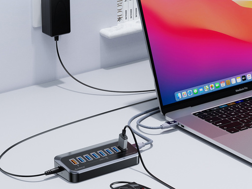 USB-C hub s 7 vhodi, 7x USB-A 3.2 Gen1, 5Gbps, črn, ORICO M3U3-7A-10 - slika 3