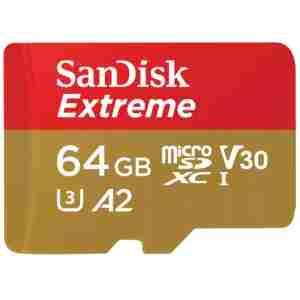 SanDisk Extreme microSDXC 64GB + SD Adapter 170MB/s & 80MB/s A2 C10 V30 UHS-I U3
