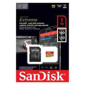 SanDisk Extreme microSDXC 1TB + SD Adapter do 190MB/s & 130MB/s A2 C10 V30 UHS-I U3