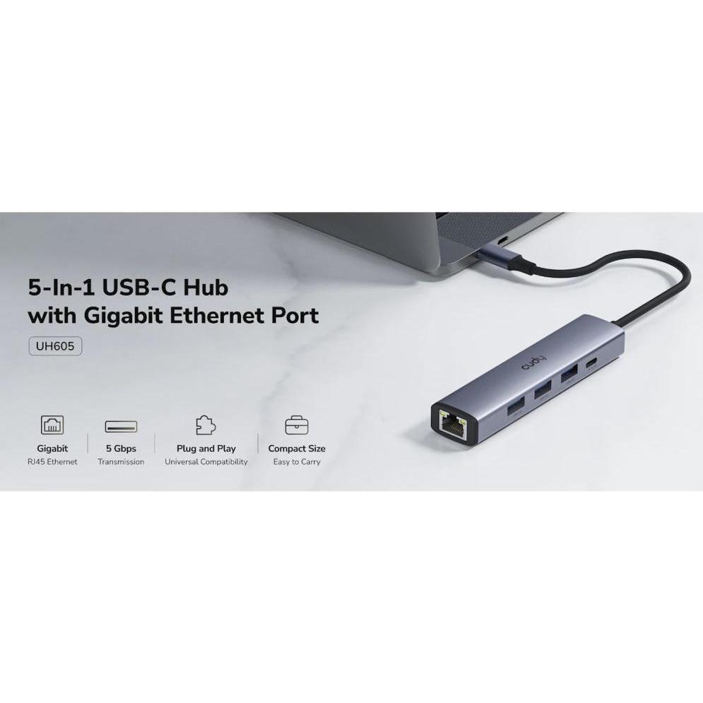 Cudy UH605 USB 3.2 Gen 1 (3.1 Gen 1) Type-C 5000 Mbit/s srebrn - slika 2