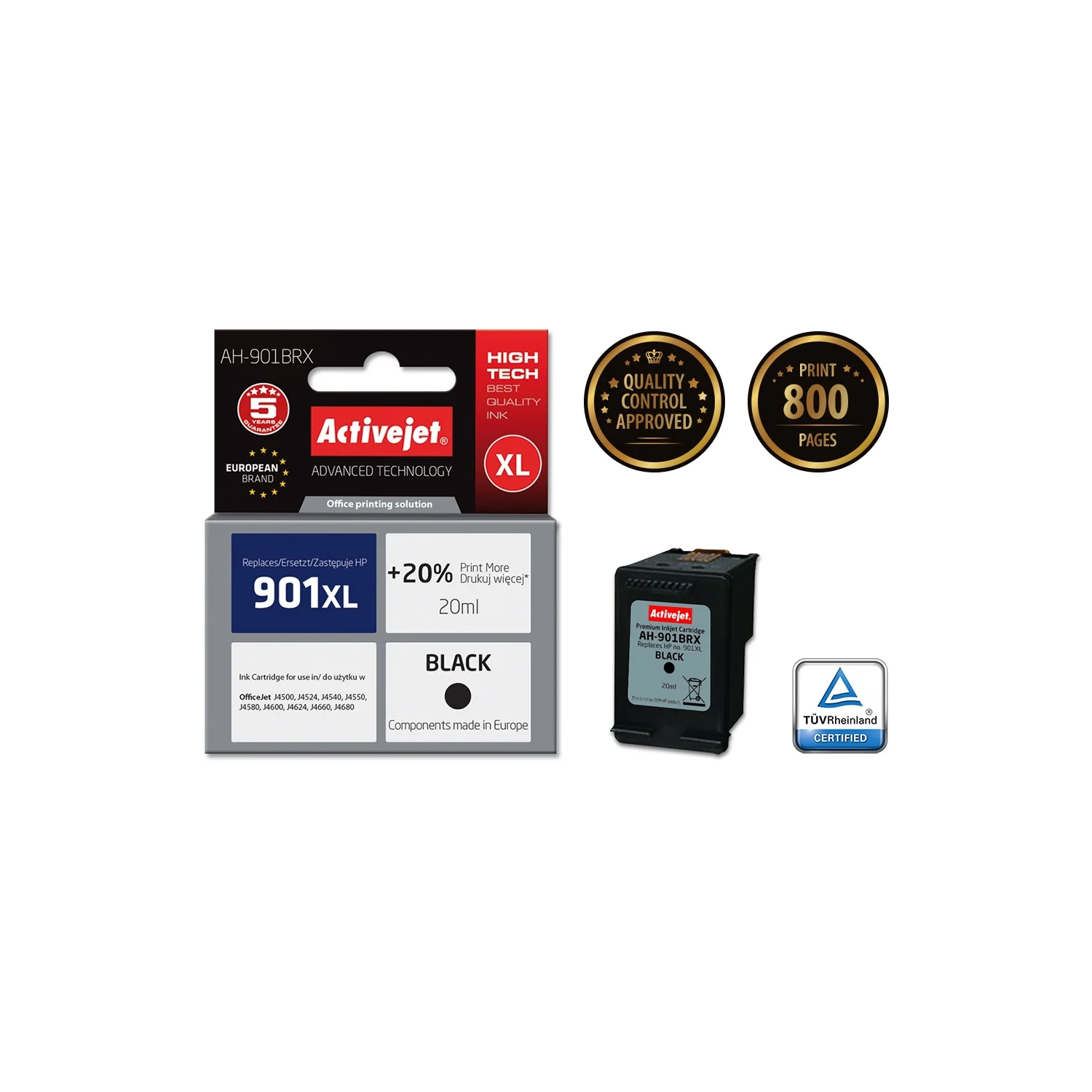 Activejet AH-901BRX Ink (HP 901XL CC654AE; Premium; 20 ml; črna) - slika 2