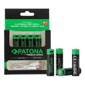PATONA Premium USB-C 4x AA Mignon polnljivi akumulatorji Lithium 3000mWh 1.5V