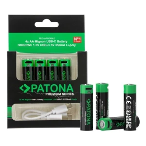 PATONA Premium USB-C 4x AA Mignon polnljivi akumulatorji Lithium 3000mWh 1.5V