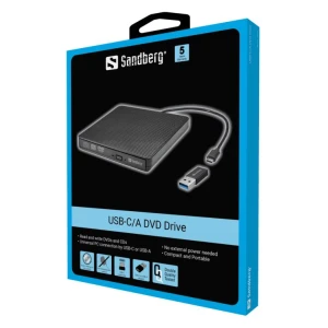 Sandberg USB-C/A DVD Drive zunanji DVD-pogon