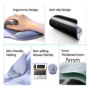 Ugreen ergonomska podloga za miško z naslonom za zapestje - črna