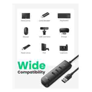Ugreen USB 3.0 4-portni USB hub, 1M - Box
