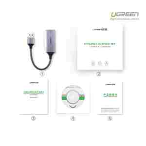 Ugreen USB 3.0 Gigabit Ethernet Adapter mrežna kartica siv - box