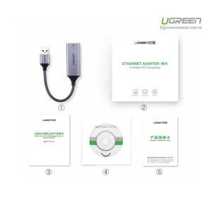 Ugreen USB 3.0 Gigabit Ethernet Adapter mrežna kartica siv - box