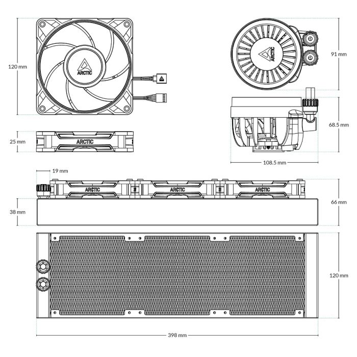 ARCTIC LIQUID FREEZER III PRO 360mm A-RGB vodno hlajenje za INTEL/AMD procesorje (bel) - slika 6