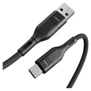 VEGER AC03 pleteni kabel USB-A na USB-C, 1,2m, črn