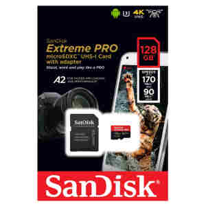 Spominska kartica SDXC-Micro 128GB Sandisk Extreme Plus 190MB/s/90MB/s U3 V30 UHS-I +adapter (SDSQXBD-128G-GN6MA)