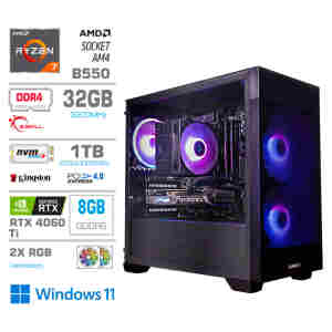 Računalnik MEGA MT S7X R7-5700X/RTX4060Ti-8GB/32GB/1TB-4.0/750W/Win11Home/črna RGB