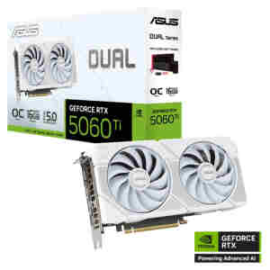 Grafična kartica nVidia RTX5060Ti Asus DUAL OC bela - 16GB GDDR7 (90YV0MH6-M0NA00)