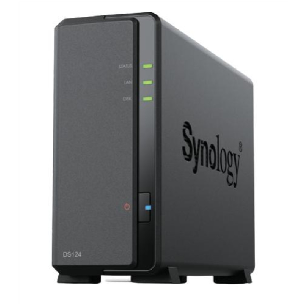 NAS ohišje Synology DS-124 All-In-One server 1x 2,5"/3,5" SATA HDD/SSD, 2x Gigabit LAN, 2x USB 3.0, 1GB RAM