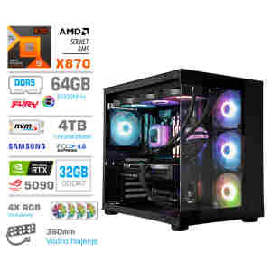 Računalnik MEGA MT S5 R9-9950X3D/RTX5090/64GB-DDR5/4TB-4.0/1050W/Brez OS/črna RGB