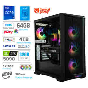 Računalnik MEGA TWR S10 i9-14900K/RTX5090/64GB-DDR5/4TB-5.0/1050W/Brez O/rdeča črna zelena / črna RGB