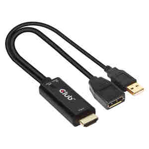 Adapter HDMI 2.0 v DisplayPort 1.2 + USB-A Club 3D CAC-1331, M/F, 4K@60Hz, aktiven