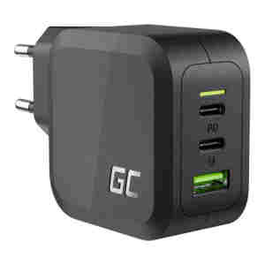 Green Cell GC PowerGaN 65W polnilec (2x USB-C Power Delivery, 1x USB-A compatible with Quick Charge 3.0)