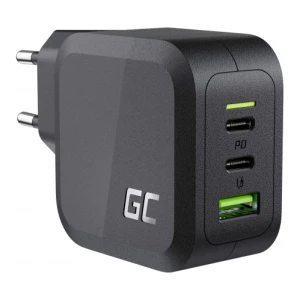 Green Cell GC PowerGaN 65W polnilec (2x USB-C Power Delivery, 1x USB-A compatible with Quick Charge 3.0)