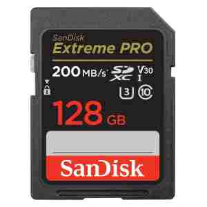 SanDisk Extreme PRO 128GB SDXC spominska kartica 200MB/s & 90MB/s Branje/Pisanje UHS-I, Class 10, U3