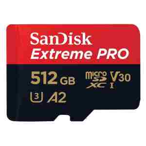 SanDisk Extreme PRO microSDXC 512GB + SD Adapter do 200MB/s & 140MB/sA2 C10 V30 UHS-I U3
