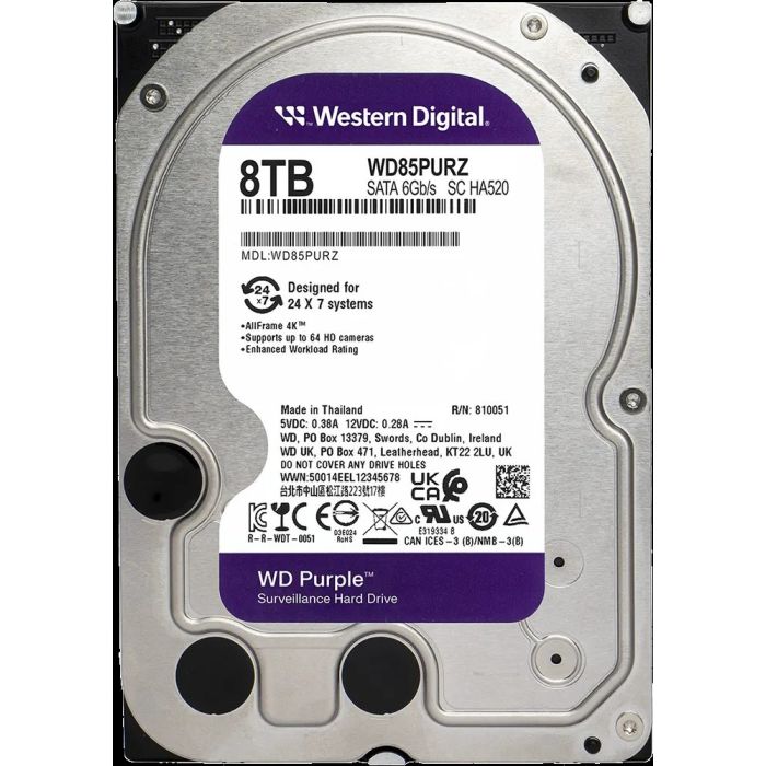 WD 8TB Purple 3,5 SATA 6Gb/s 5640rpm 256MB HDD disk