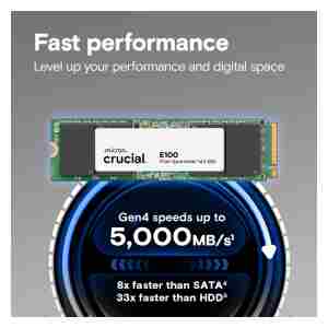 Crucial E100 480GB PCIe Gen4 NVMe 2280 M.2 SSD