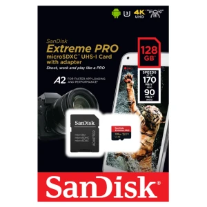 Spominska kartica SDXC-Micro 128GB Sandisk Extreme Plus 190MB/s/90MB/s U3 V30 UHS-I +adapter (SDSQXBD-128G-GN6MA)