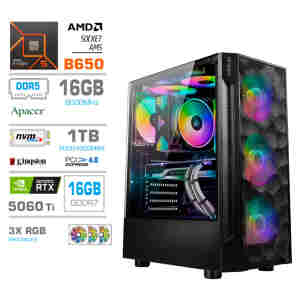 Računalnik MEGA MT S7 R5-7600X/RTX5060Ti-16GB/16GB-DDR5/1TB-4.0/750W/Brez OS RGB