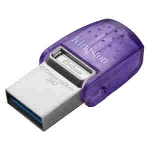 Spominski ključek 64GB USB 3.2/microUSB Kingston DT microDuo3G3 200MB/s plastičen microduo s pokrovčkom moder (DTDUO3CG3/64GB)