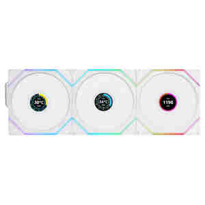 Ventilator Lian-Li UNI FAN TL Wireless LCD 120mm bela ARGB (Reverse Blade 3 pack + kontroler)