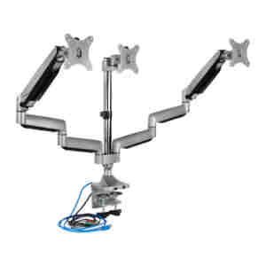 Nosilec za LCD monitor trojni 33 - 82 cm (13"-32") do 7kg / roko USB 3.0 aluminij plinska vzmet VonHaus (3000243)IcyBox trojni namizni nosilec za monitorja do diagonale 32''