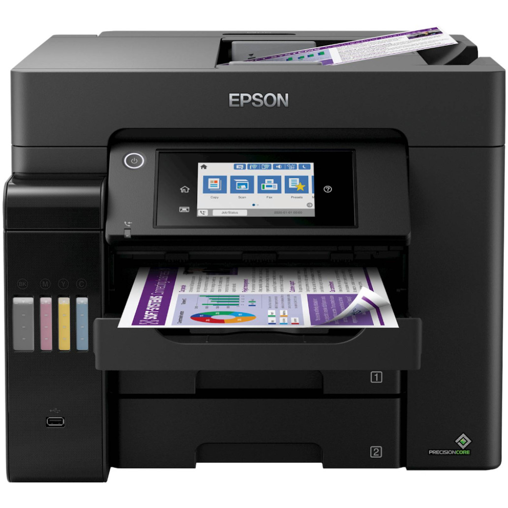 Tiskalnik multifunkcijski brizgalni barvni Epson EcoTank Office Pro L6550 A4 duplex tisk duplex skeniranje faks USB LAN WiFi 25ppm (C11CJ30402)