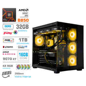 Računalnik MEGA MT S5 R7-7700X/RX9070 XT/32GB-DDR5/1TB-4.0/750W/Brez OS/črna RGB + Estetski napajalni kabli [Rumena / Črna)