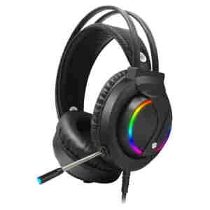 Slušalke žične Robaxo naglavne z mikrofonom USB črne RGB (GH220)