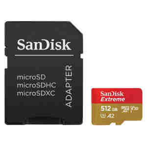 Spominska kartica SDXC 512GB Sandisk Extreme 190MB/130MB/s U3 V30 UHS-I +adapter (SDSQXAV-512G-GN6MA)