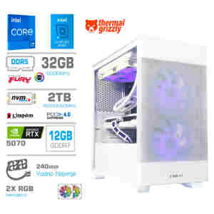 Računalnik MEGA MT S7X i7-14700K/RTX5070/32GB-DDR5/1TB-4.0/750W/Brez OS/bela RGB + Estetski napajalni kabli [Vijolična / Bela]