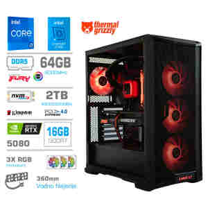 Računalnik MEGA TWR S10 i7-14700K/RTX5080/64GB-DDR5/2TB-4.0/1050W/Brez OS/črna zelena / črna RGB + Estetski napajalni kabli [Rdeča / Črna]