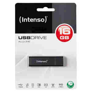 Spominski ključek 16GB USB 2.0 Intenso Alu Line 28MB/s 6,5MB/s aluminij s pokrovčkom črn (3521471)