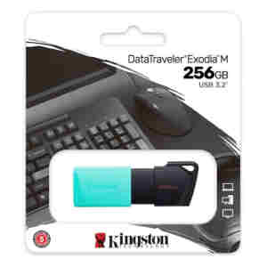 Spominski ključek 256GB USB 3.2 Kingston DataTraveler Exodia M 100MB/s plastičen izvlečni zeleno-črn (DTXM/256GB)