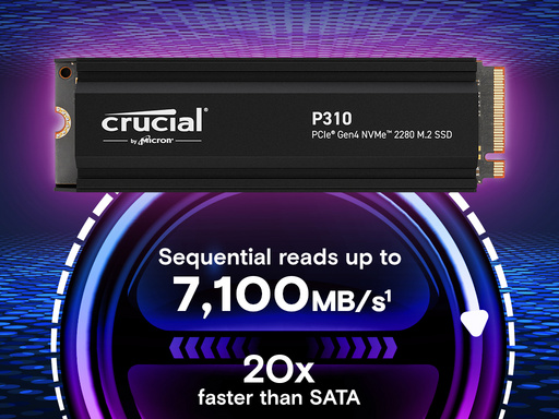 SSD 1TB M.2 80mm PCI-e 4.0 x4 NVMe, CRUCIAL P310 Heatsink (CT1000P310SSD5) - slika 2