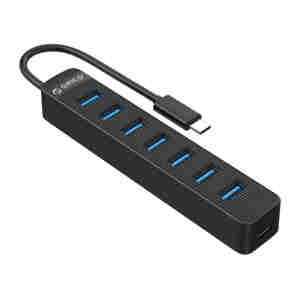 USB-C hub s 7 vhodi, USB 3.0, 0,15m, črn, ORICO TWC3-7A