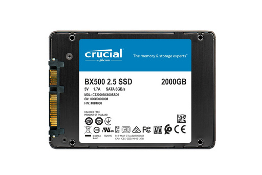SSD 2TB 2.5" SATA3 3D TLC, 7mm, CRUCIAL BX500 (CT2000BX500SSD1)