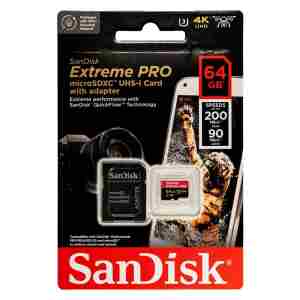 SanDisk Extreme PRO microSDXC 64GB + SD Adapter do 200MB/s & 90MB/sA2 C10 V30 UHS-I U3