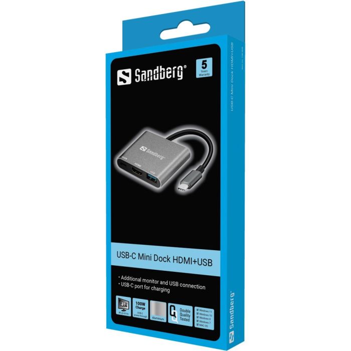 Sandberg USB-C Mini Dock HDMI+USB mini priklopna postaja - slika 3